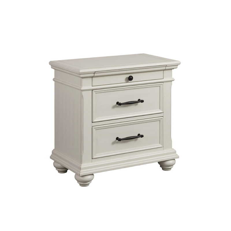 Slater Creamy White Nightstand W/Usb  (6537797402720)