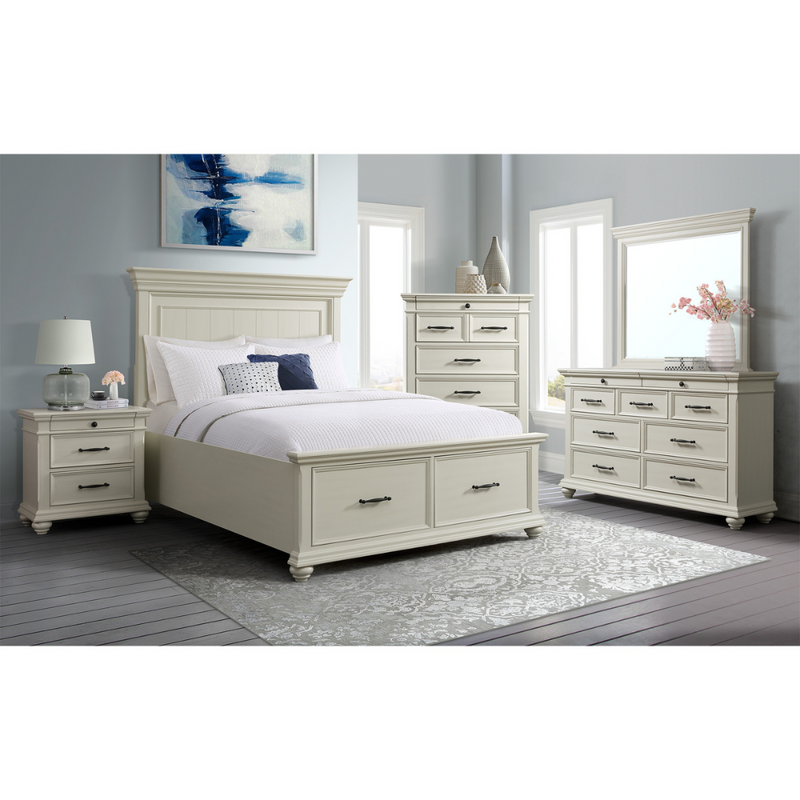 Slater Creamy White Nightstand W/Usb  (6537797402720)