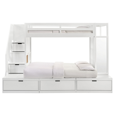 Brian Twin Over Full Bunk Bed W/Three Storage Drawers In White (6630958334048)