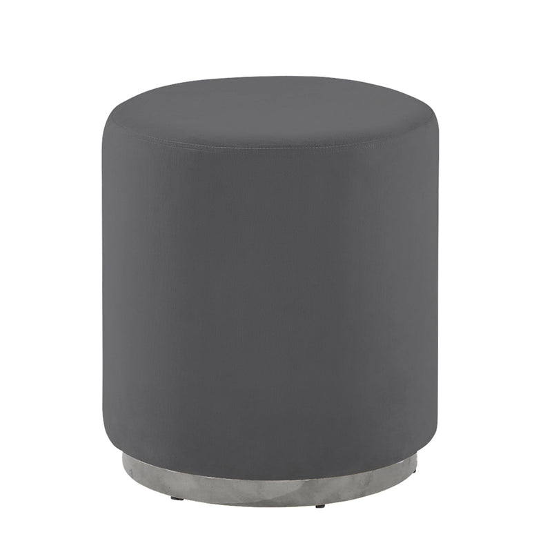 CHARCOAL/SILVER VELVETEEN STOOL (6608450355296)