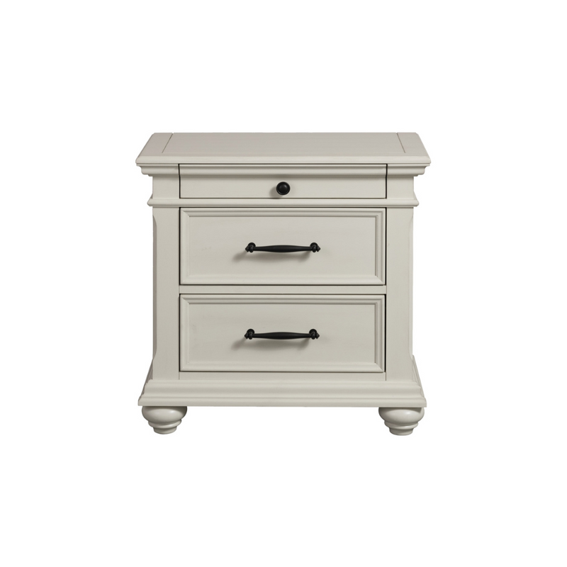 Slater Creamy White Nightstand W/Usb  (6537797402720)