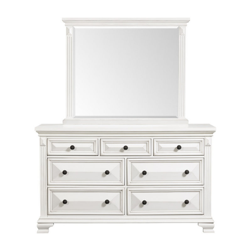 Calloway 7-Drawer Dresser w/ Mirror Set in White (6630671188064)