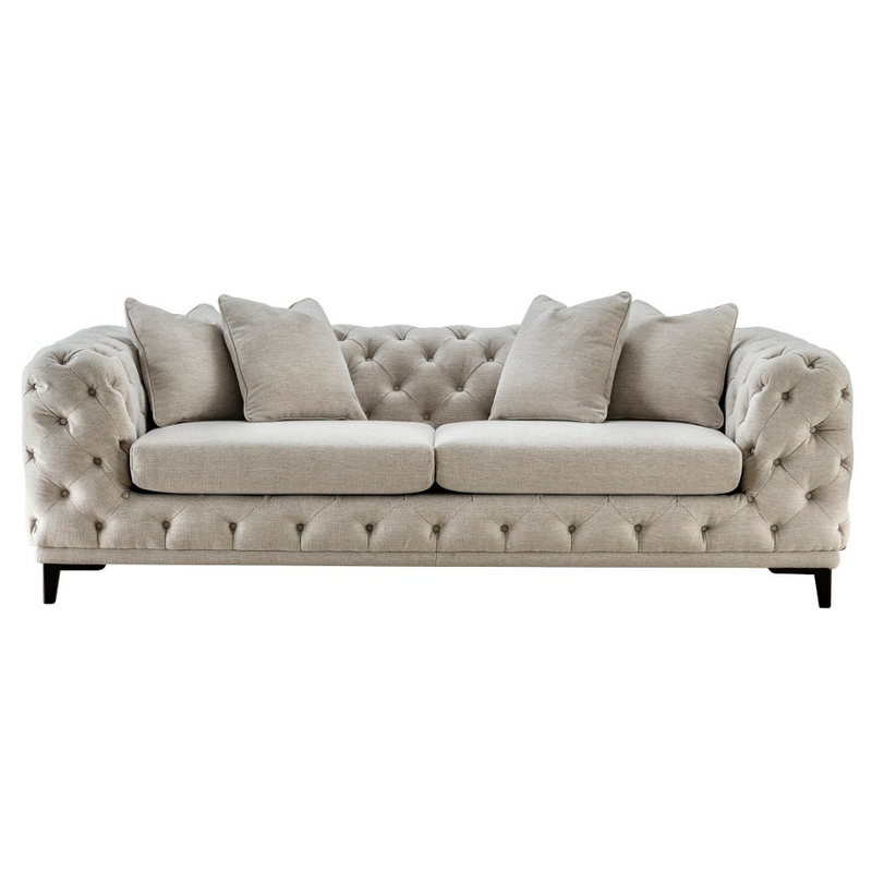 Plain Tuft 3 Seater Sofa