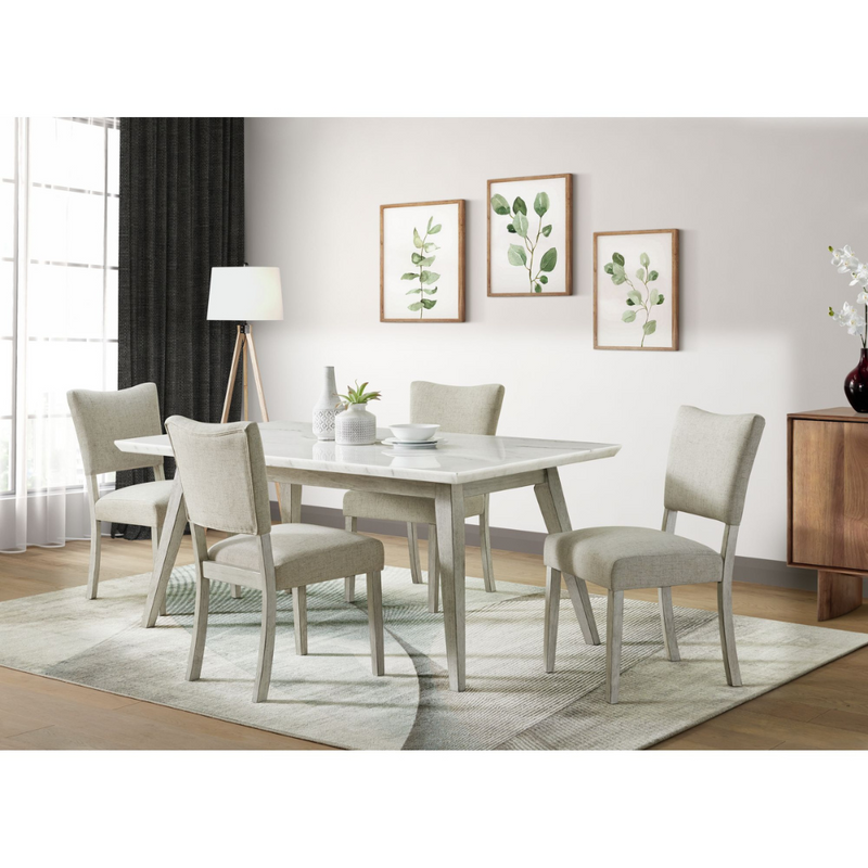 Bette Dining Table W/White Marble Top In White E (6630958235744)