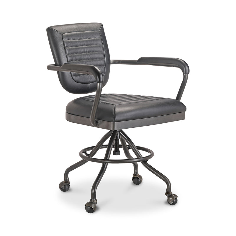 Foster Swivel Desk Chair Onyx Black Leather