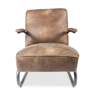 **Perth Club Chair Grazed Brown Leather