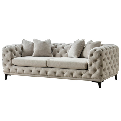 Plain Tuft 3 Seater Sofa