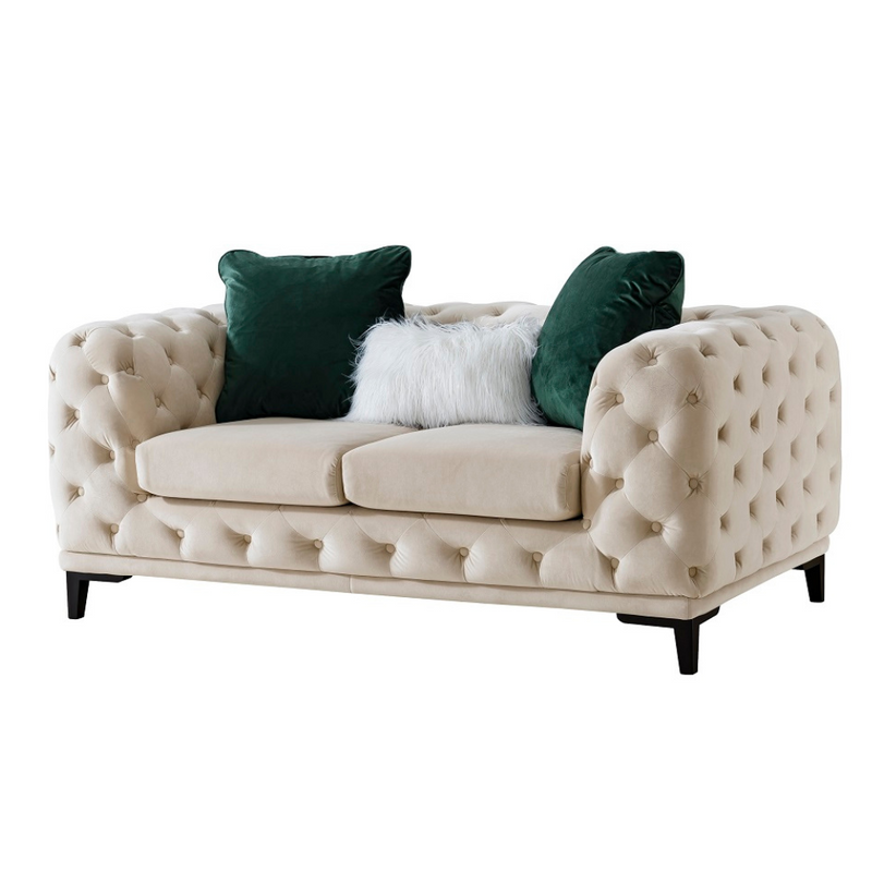 Statement Tuft Off-White Living Room Set