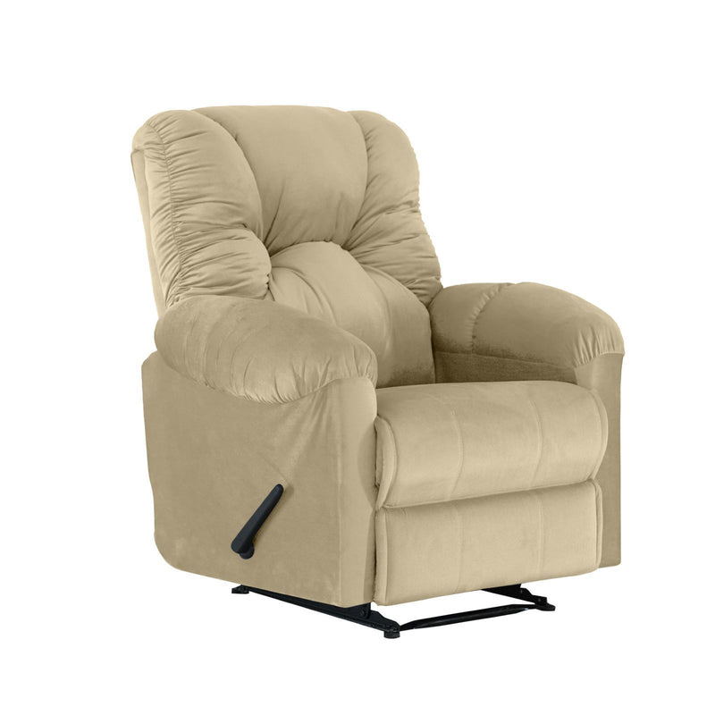 American Polo Recliner Rocking and Rotating Velvet Chair Upholstered With Controllable Back - Beige-906195-P (6613422800992)