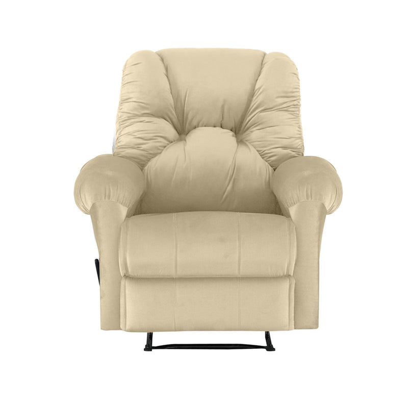 American Polo Recliner Rocking and Rotating Velvet Chair Upholstered With Controllable Back - Beige-906195-P (6613422800992)