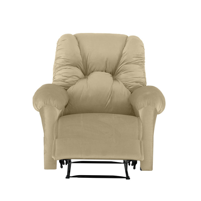 American Polo Recliner Rocking and Rotating Velvet Chair Upholstered With Controllable Back - Beige-906195-P (6613422800992)