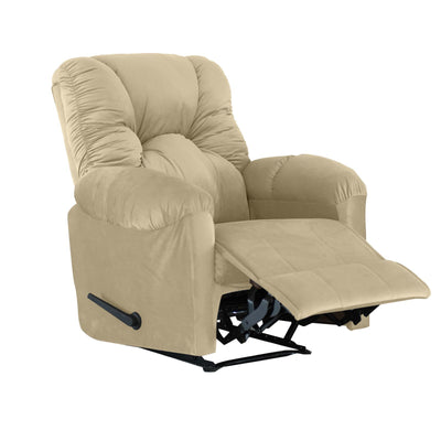 American Polo Classical Velvet Recliner Upholstered Chair with Controllable Back  - Beige-906193-P (6613422014560)