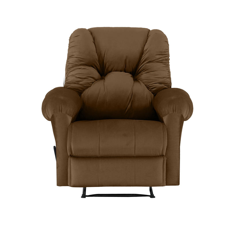 American Polo Classical Velvet Recliner Upholstered Chair with Controllable Back  - Brown-906193-BR (6613422112864)