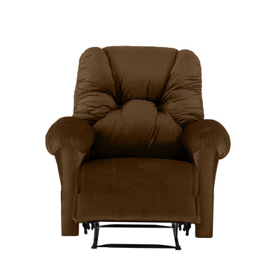 American Polo Classical Velvet Recliner Upholstered Chair with Controllable Back  - Brown-906193-BR (6613422112864)