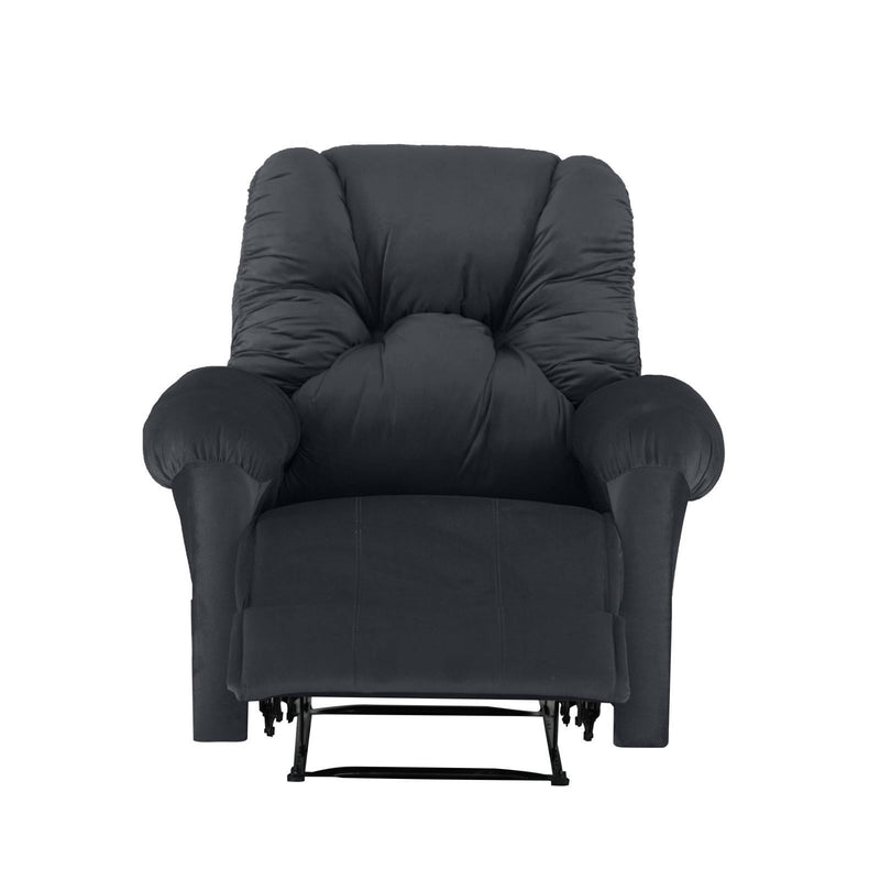 American Polo Recliner Rocking Velvet Chair Upholstered With Controllable Back للتحكم - dark grey-906194-DG (6613422538848)