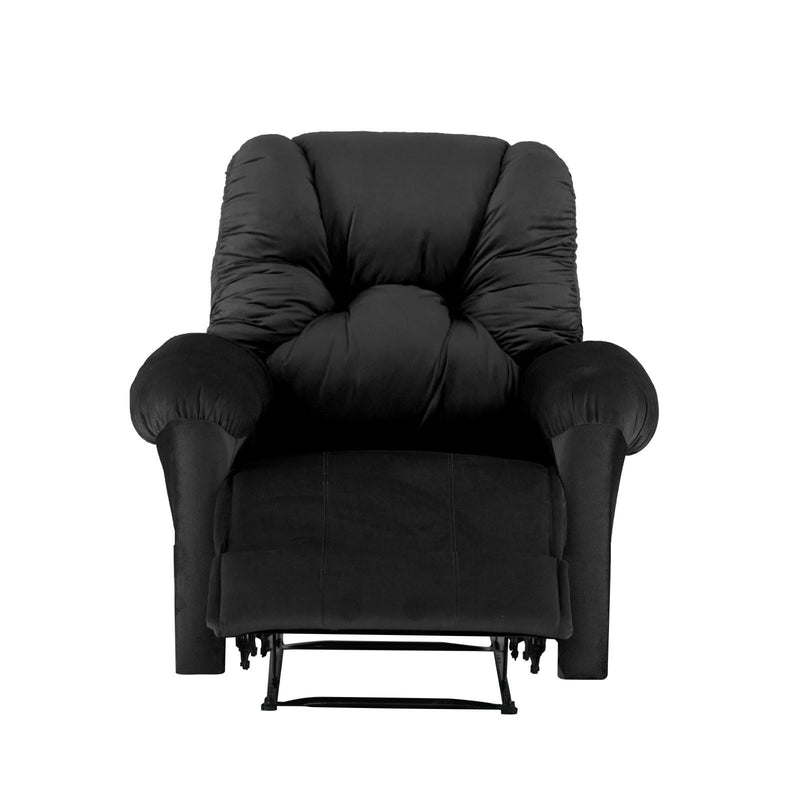 American Polo Classical Velvet Recliner Upholstered Chair with Controllable Back  - Black-906193-BL (6613422047328)