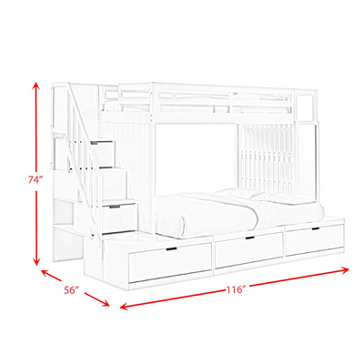 Brian Twin Over Full Bunk Bed W/Three Storage Drawers In White (6630958334048)