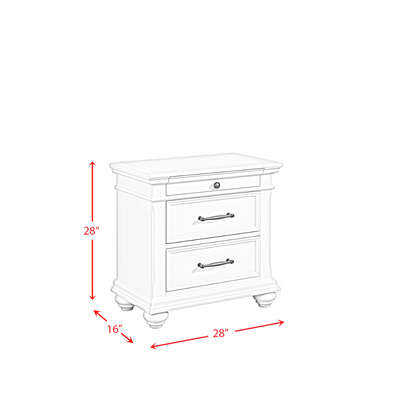 Slater Creamy White Nightstand W/Usb  (6537797402720)