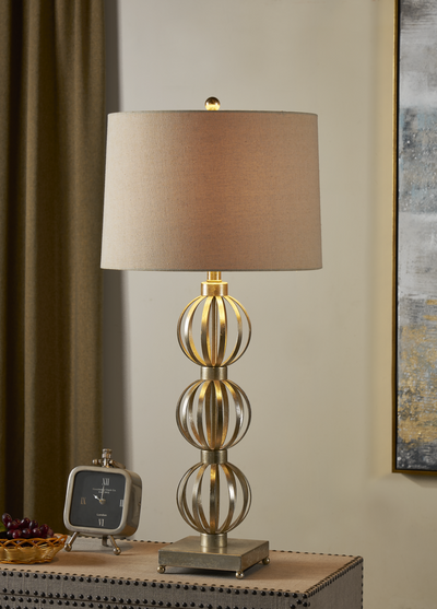 MASSOUD TABLE LAMP34''HT., METALSILVER LEAF FINISH (4494525202528)