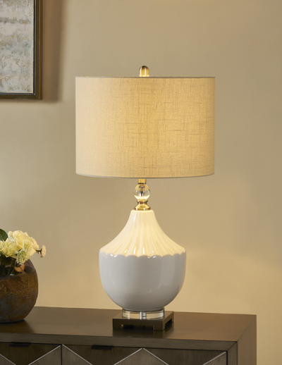 MACKENZIE TABLE LAMP30''HT., CERAMIC & CRYSTAL & M (4494527135840)