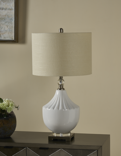 MACKENZIE TABLE LAMP30''HT., CERAMIC & CRYSTAL & M (4494527135840)