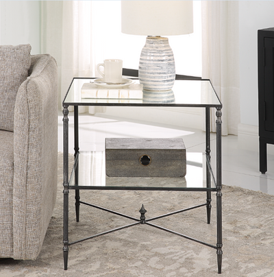 Henzler 60 W x 48 H x 60 D Silver Square End Table with Mirror Top