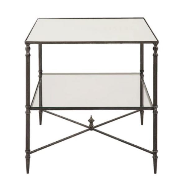 Henzler 60 W x 48 H x 60 D Silver Square End Table with Mirror Top