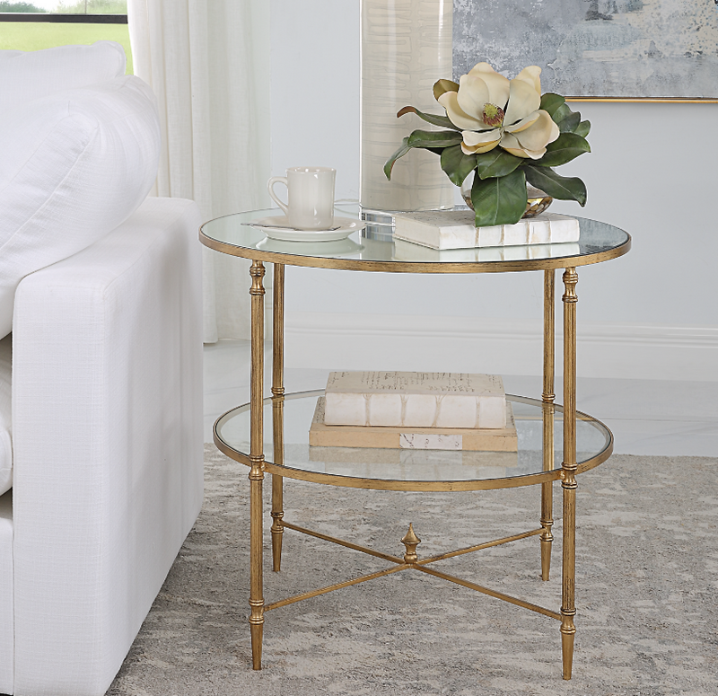 Henzler 68 W x 66 H x 68 D Round End Table with Mirror Top