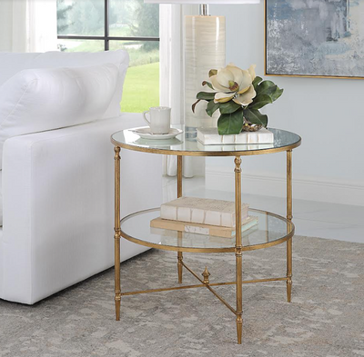 Henzler 68 W x 66 H x 68 D Round End Table with Mirror Top