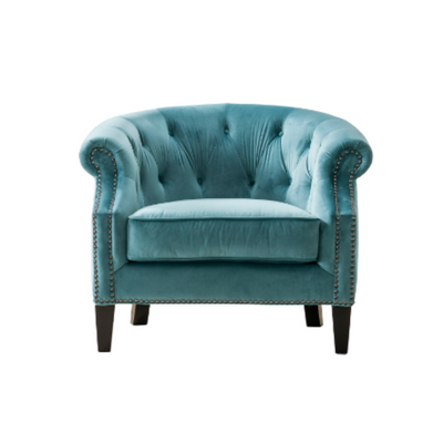 Greek Key Velvet Green Accent Chair