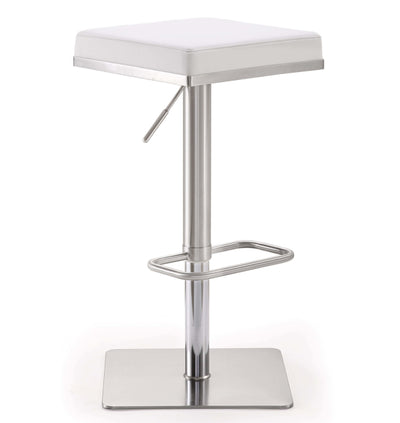 Bari White Stainless Steel Adjustable Barstool (6613357068384)