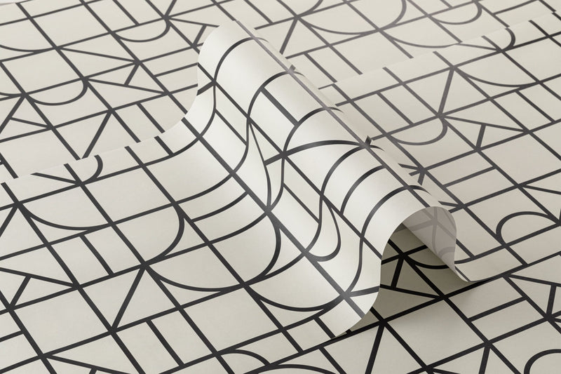 Monochrome Modern Geometric Grid Repeat Pattern Wallpaper (6648706695264)