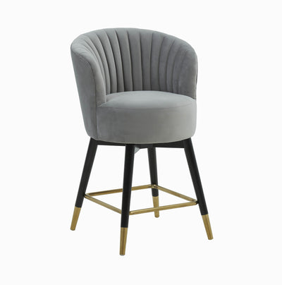 Liana Grey Velvet Swivel Stool - Al Rugaib Furniture (4576504381536)