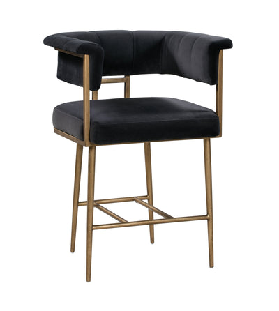 Astrid Grey Velvet Counter Stool - Al Rugaib Furniture (4576462700640)