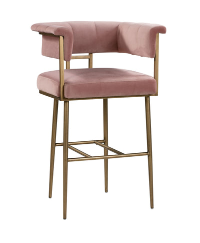 Astrid Blush Velvet Bar Stool - Al Rugaib Furniture (4576462340192)