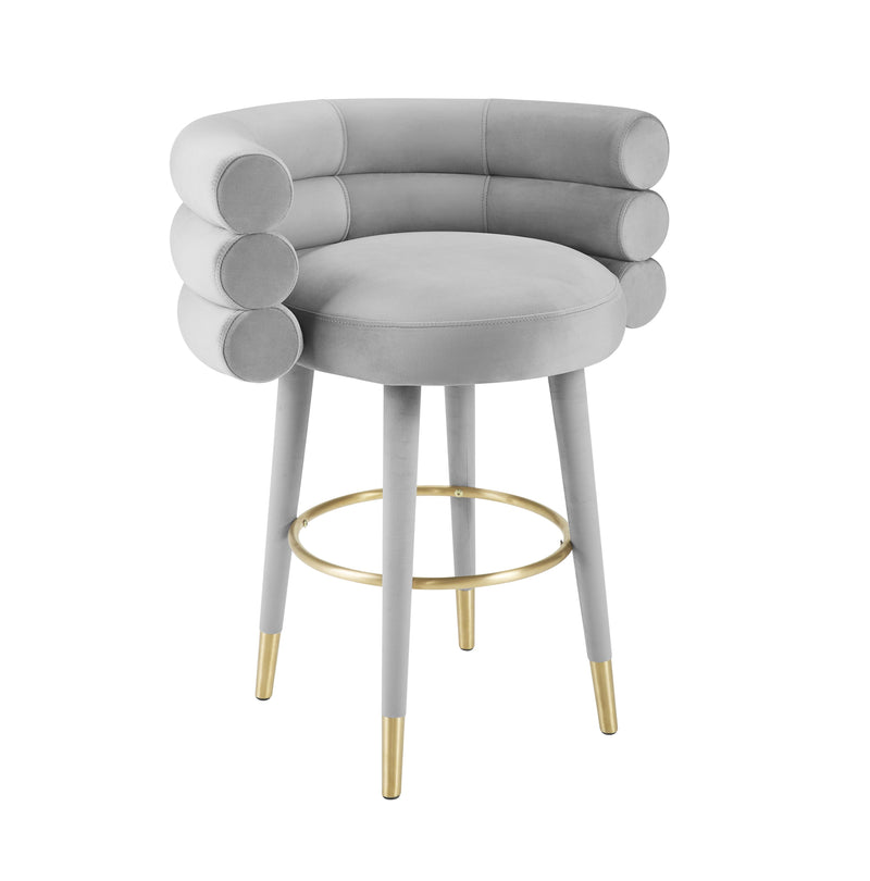 Betty Grey Velvet Counter Stool - Al Rugaib Furniture (4576467812448)