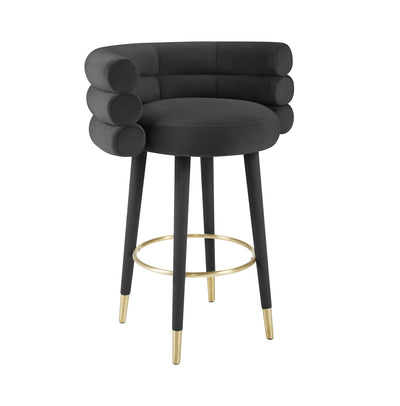 Betty Black Velvet Barstool (6568239792224)