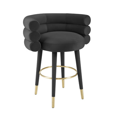 Betty Black Velvet Counter Stool (6568239824992)