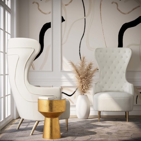 Jezebel Cream Velvet Wingback Chair (6568255389792)