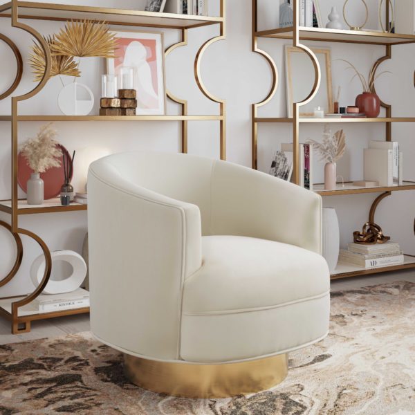 Stella Cream Velvet Swivel Chair (6568252178528)