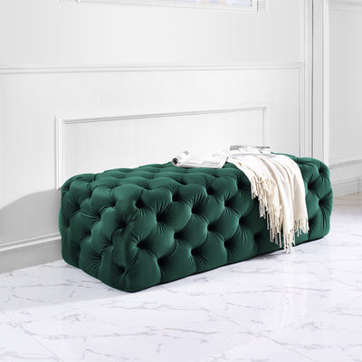 Kaylee Jumbo Green Velvet Ottoman (4576499105888)