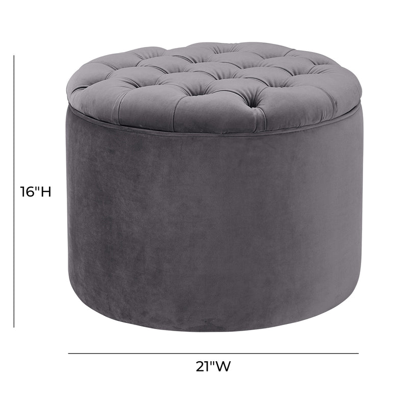 Queen Grey Velvet Storage Ottoman (6568033615968)