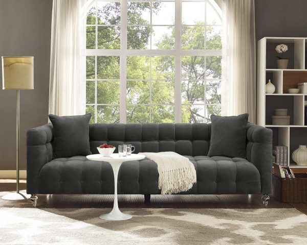 Bea Grey Velvet Sofa (6613357133920)