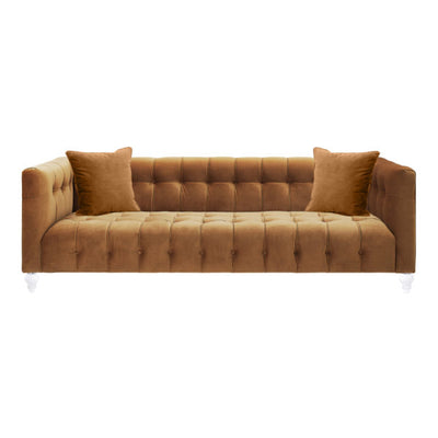 Bea Cognac Velvet Sofa (6613357101152)