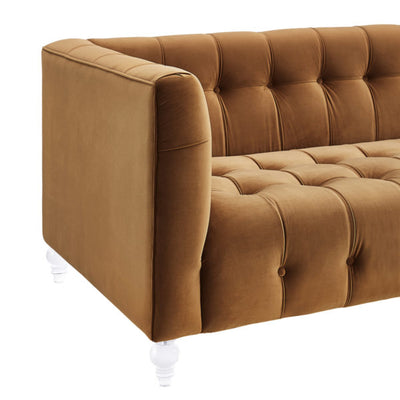 Bea Cognac Velvet Sofa (6613357101152)