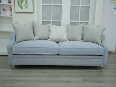 Wood Frame Upholstered Silver Sofa (6593341096032)