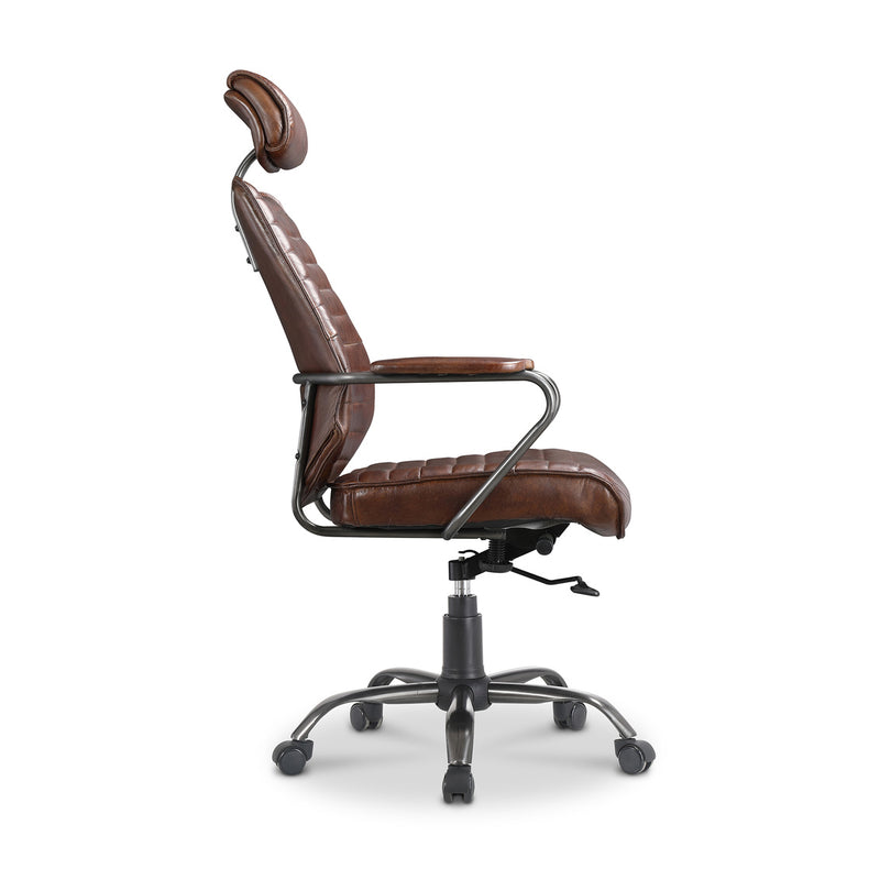 Executive Office Chair Dark Brown Leather