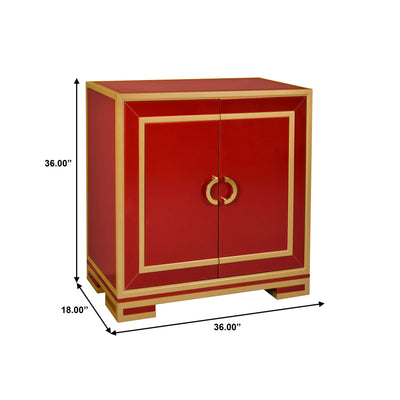 Two Door Wine & Gold Glass Chest (6629795463264)