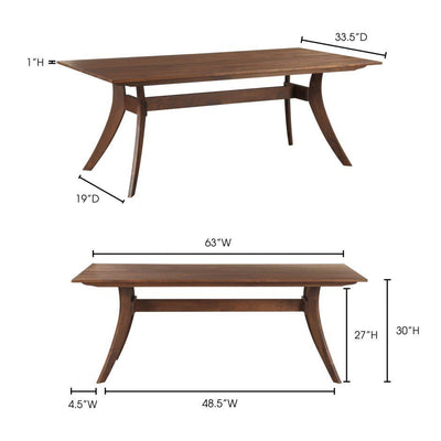 Florence Rectangular Dining Table Small Walnut - Al Rugaib Furniture (4583170932832)