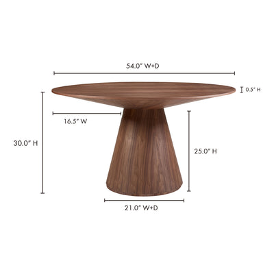 Otago Dining Table 54In Round Walnut